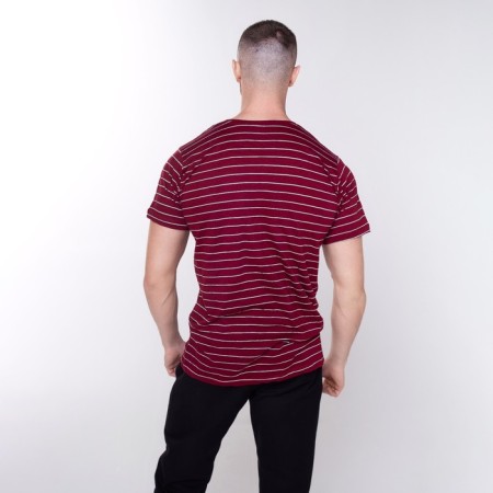 Striped male T -shirt, burgundy color, size 50-4