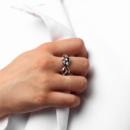 Ring metal "Trend" twisted, color silver, size 18-3
