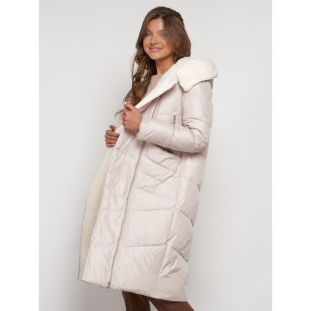 Coat insulated winter female, size 50, beige color-13