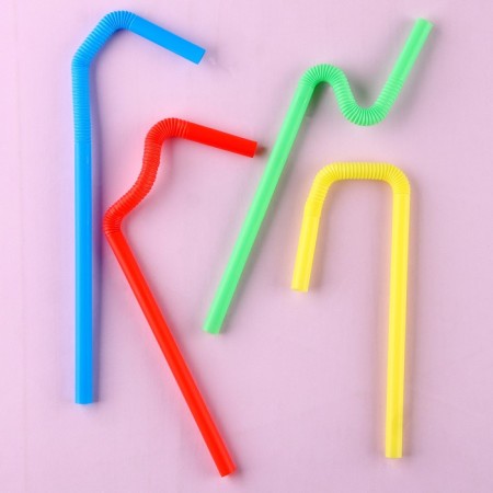 Plastic cocktail tubes, in a set 6 pieces, diameter 10 mm, color mix-1
