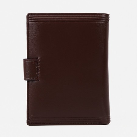 Male purse on the button, 3 in 1, for auto documents, passports, cards, bills, brown color-1