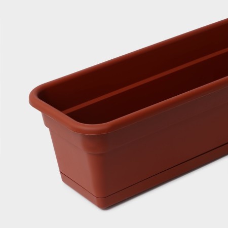 Balcony box for flowers, 80 cm, 16 l, terracotta color-3