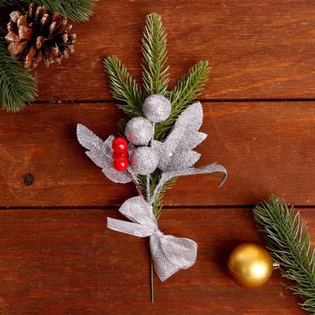 Decorative branch "holiday" silver-3