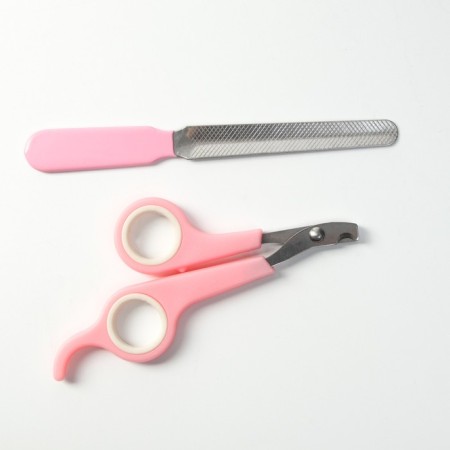 Carrying for claws: scissors-codlons (hole 6 mm) and a file, pink with white-4