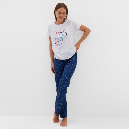 Home female "hearts" (T -shirt/pants), white/blue color, size 52-2