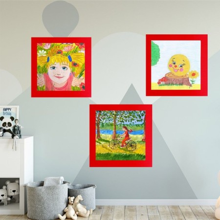 Paspartt frame size 35 × 35 cm, transparent sheet, adhesive tape, red color-4