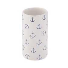 Axentia Anchor glass for a bathroom made of white dolomite, Ø 6 cm, height 11.5 cm