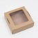 Self -charged box, with a window, craft, brown, 16 x 16 x 6 cm