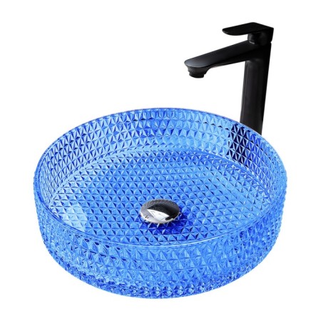 ABBER GLAS AK2301DB sink, invoice, 395x395x105 mm, glass, blue