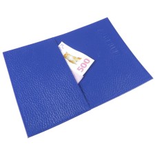 Cover for a passport with a pocket, blue color