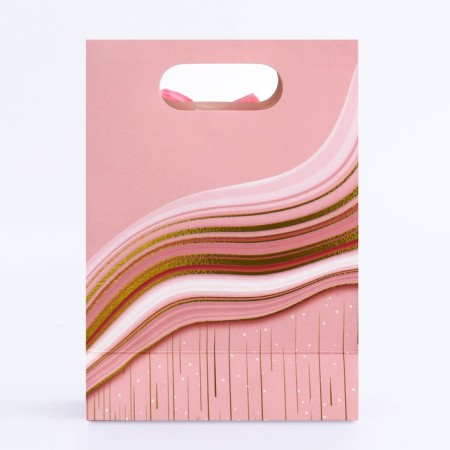 Gift box-package, packaging with a cut handle, "pink grace", 12 x 6 x 16 cm-1