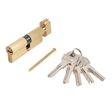 Cylinder mechanism standard MAX, 80 mm (40x40V), 5 keys, key/turntable, matte gold 1066395