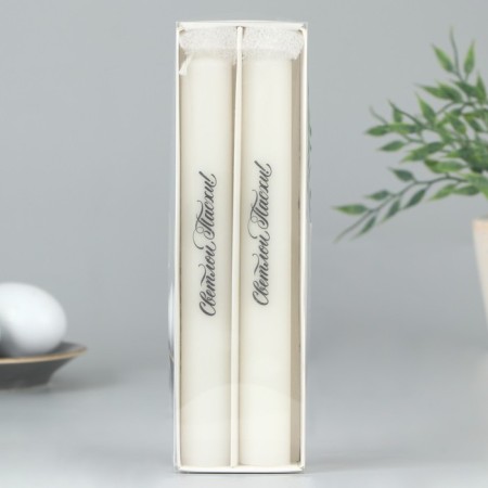 Candles are high with the application of “Light Easter!”, 2 pcs., White, 19 x 2.1 cm.-2