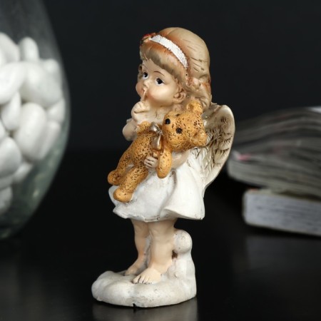 Polystone souvenir "Angel-girl with puffy cheeks with a bear" 9x3.5x3.5 cm-3
