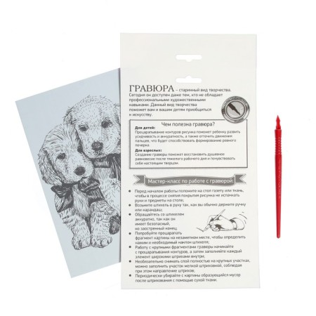 Engraving "puppy caresses" A5, with a metallic effect "holography"-4