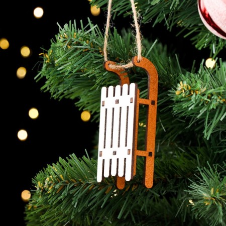 Christmas tree decoration "Salad", white, 10x4.5x2.5 cm, MDF-3