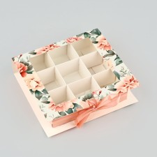 Box for 9 sweets with cells “You are beautiful” 14.5 x 13.5 x 3.5 cm