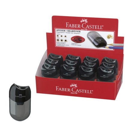 Faber-Castell sharpener with container 2 holes, black