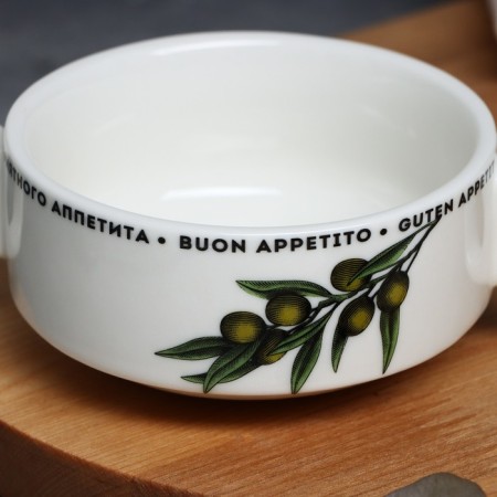 Clus with handles of ceramic "pleasant appetite", 10.5 x 5 cm, 220 ml, white color-4