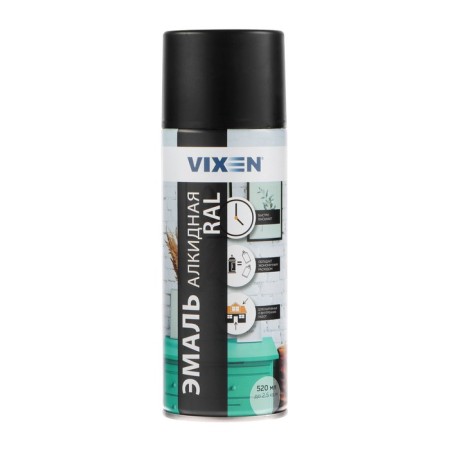 Universal enamel Vixen, black matte RAL 9005, aerosol 520 ml VX-10905-4
