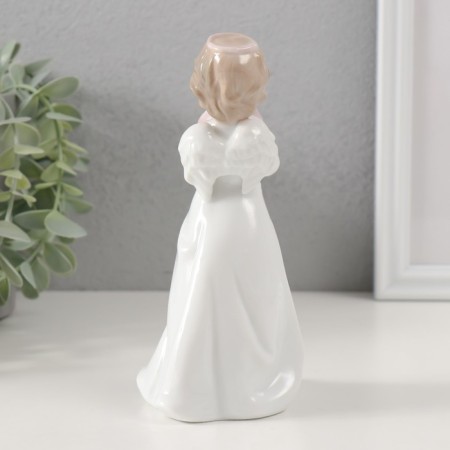 Souvenir Ceramics "Angel in a white dress with folded hands" 7.5x8x16 cm-2