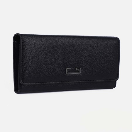 Women's wallet on magnets, black color