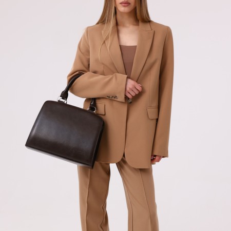 El Masta bag on lightning, external pocket, long belt, dark brown color-8