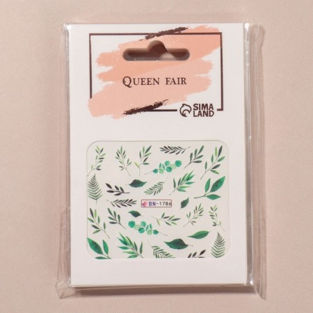 Slider-design for nails "Leaves", packing 6 pcs, green color-2