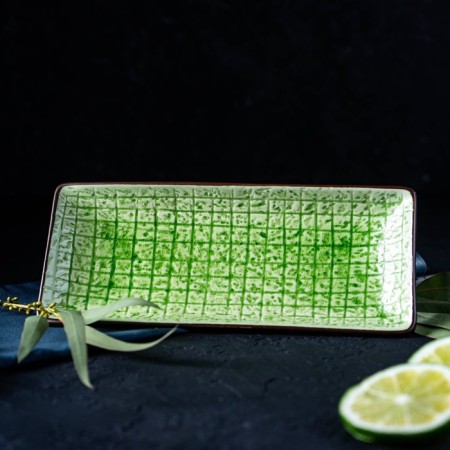 Ceramic rectangular "Tallula", 23.5 × 10 cm, green color-3