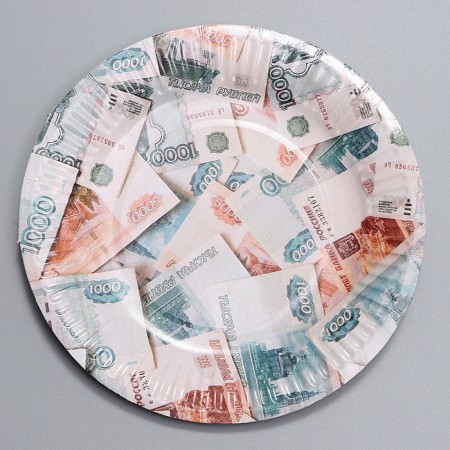 Disposable plate paper "Butting money", 18 cm-1