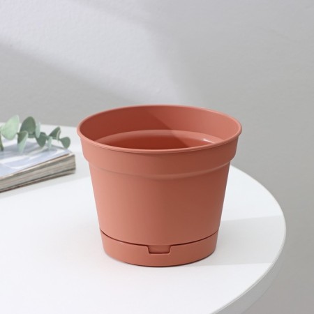 Pot for flowers with a minute pallet, 700 ml, d = 12 cm, h = 9.4 cm, terracotta color-2