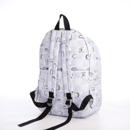 School backpack of textiles on a zipper, 4 pockets, color gray color-5