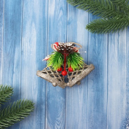 Decoration Christmas tree "Bell Banging Bow" 8x10.5 cm, gold