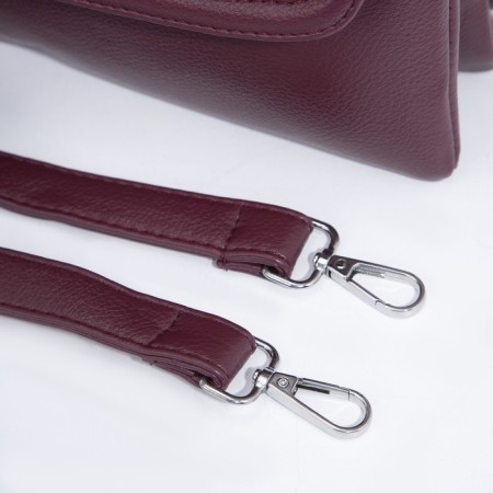 Cross-Bodi bag with zipper, burgundy color-5