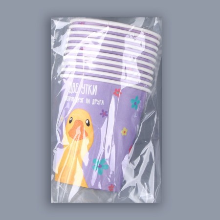 A one -time paper glass "Happy Birthday", duck ", 250ml-4