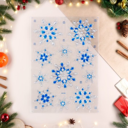 Stickers on the windows "New Year" snowflakes, 50 x 30 cm