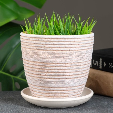 Flower pot "halva" beige crocus, 0.75 liters-1