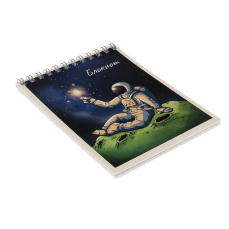 Notepad A6 40 sheets on the crest, in the cosmos cage, cover coated cardboard, selective twin-lame, offset 65, 5V, assorted-6