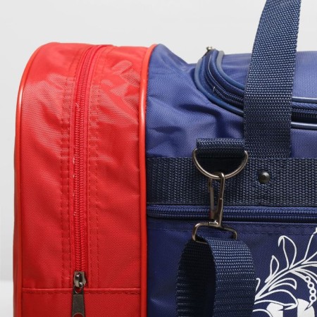 Sports bag with lightning, external pocket, long belt, white/blue/red color-3