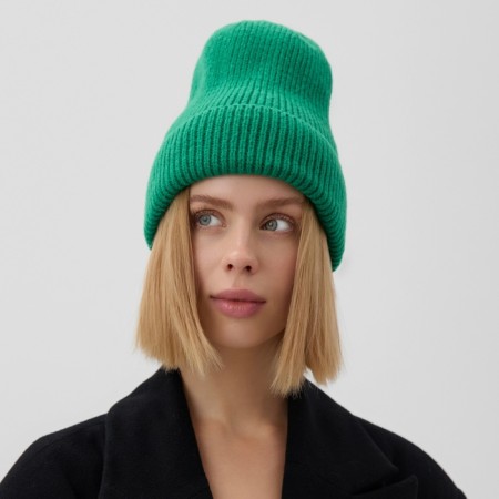 Women's hat minku with lapel, size 54-56, green color