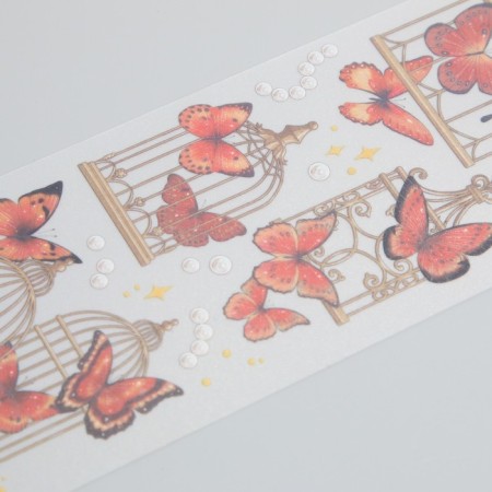 Stickers for creativity "butterflies red on cells" set of 3 sheets 6x21 cm-1