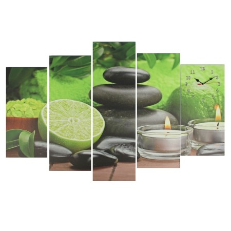 Carty clock is wall-mounted, modular "lime, candles and stone", silent, 80 x 140 cm