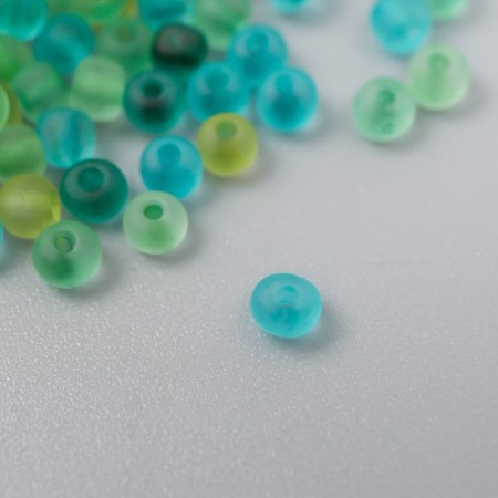 Glass beads 8/0 "Matte translucent. Melange bright green" 10 g-1