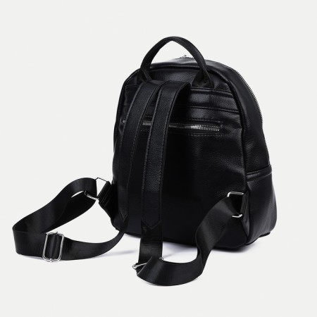 A backpack with a zipper, 4 outer pockets, black color-2