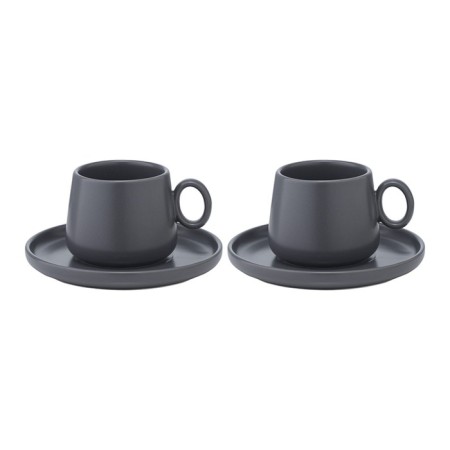 A set of cups with saucers Tkano Essential, 120 ml, 2 pcs, dark gray color