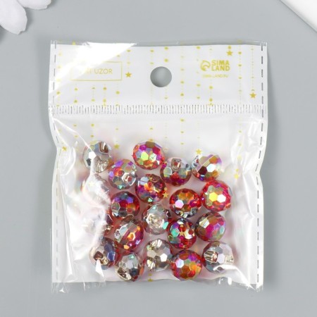 Buttons plastic for creativity 1 puncture "ball holography. Red" set 20 pcs d = 1.2 cm-3
