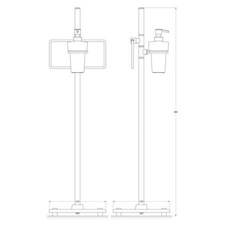 Standing with two accessories for a toilet with a bide 80 cm, matte glass, chrome, fbs-1