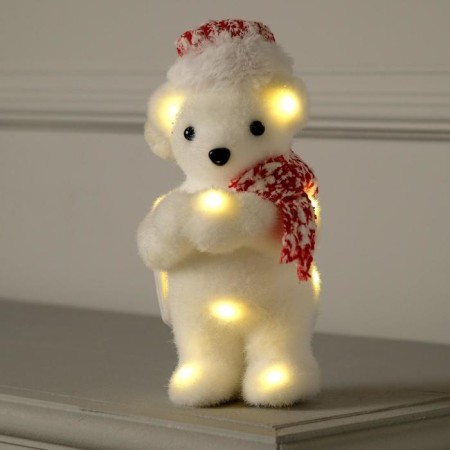 LED figure "Bear in a hat" 9 × 23 × 7 cm, phlock, battery CR2032x2 (not in the kit), glow warm white