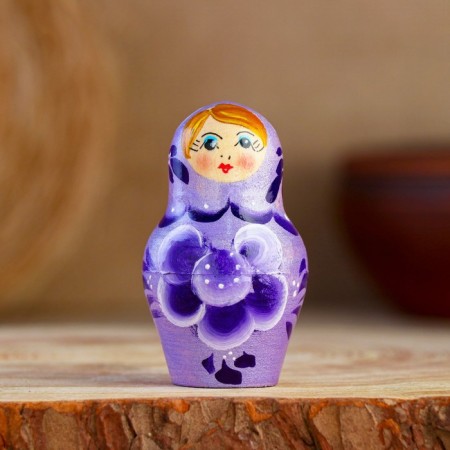 Matryoshka "Rose", lilac dress, 5 puppet, 10 cm-2