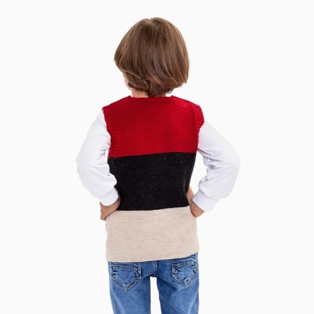 Vest for a boy, red/beige color, height 104 cm-3
